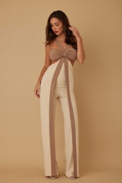 X Ribbon Open Jumpsuit