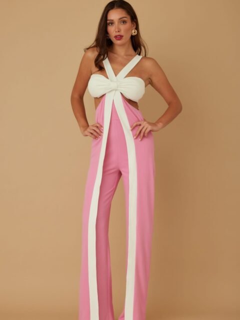 X Ribbon Open Jumpsuit
