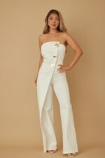 Open Flap Layer Strapless Jumpsuit