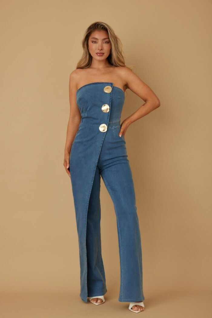 Open flap layer strapless jumpsuit - image 11