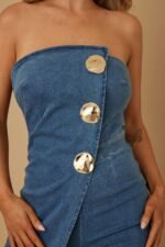 Open Flap Layer Strapless Jumpsuit - Image 13