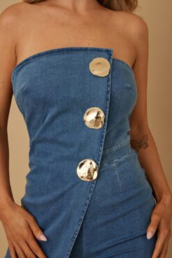 Open Flap Layer Strapless Jumpsuit