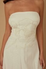 Flower Lining Linen Pattern Strapless Dress - Image 4