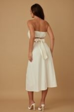 Flower Lining Linen Pattern Strapless Dress - Image 5