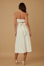 Flower Lining Linen Pattern Strapless Dress - Image 6