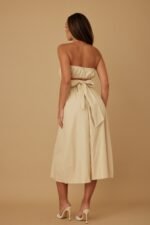 Flower Lining Linen Pattern Strapless Dress - Image 12