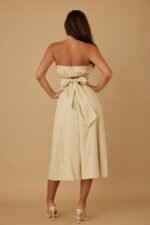 Flower Lining Linen Pattern Strapless Dress - Image 13