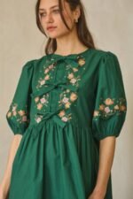 Poplin Front Ribbon Tie Baby Doll Dress - Image 5