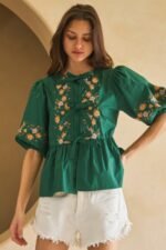 Poplin Front Ribbon Tie Blouse - Image 16