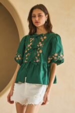 Poplin Front Ribbon Tie Blouse - Image 17
