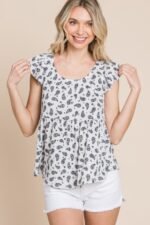 Paisley Flutter Sleeves Top - Image 2