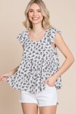 Paisley Flutter Sleeves Top - Image 3