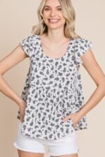 Paisley Flutter Sleeves Top - Image 5