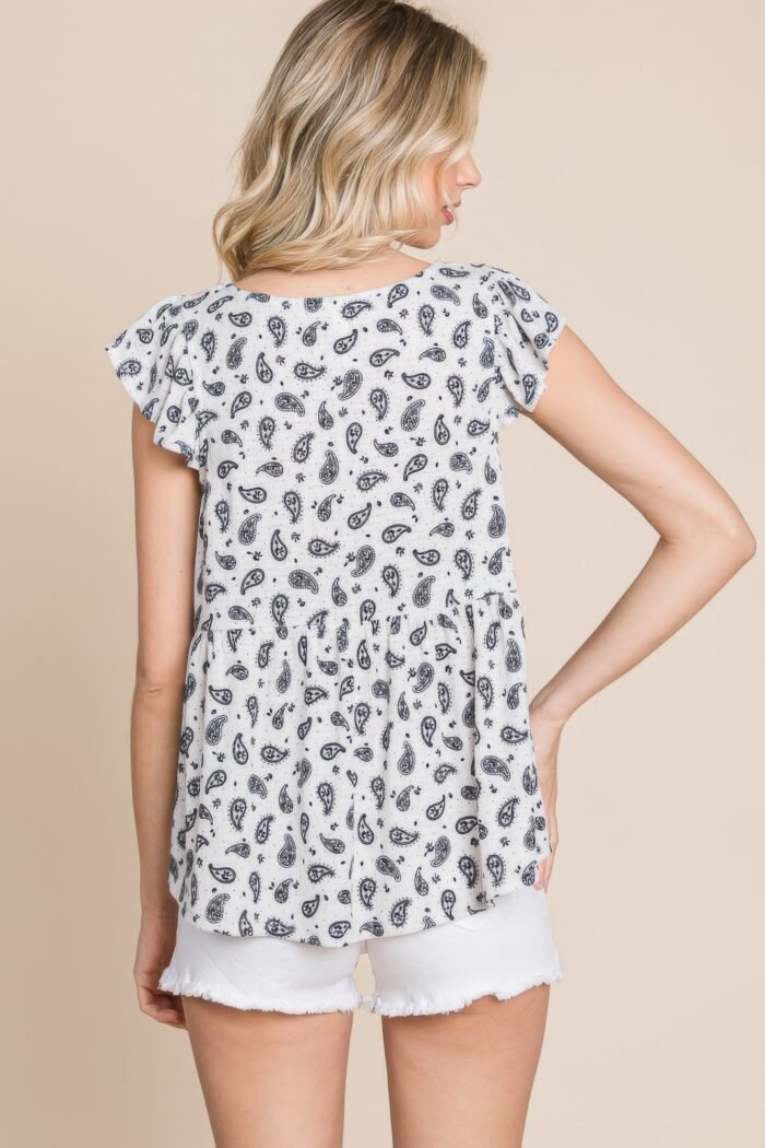 Paisley flutter sleeves top - image 8