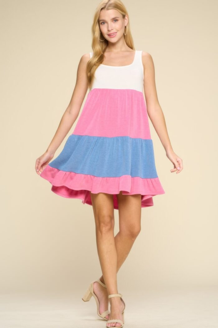 Color block babydoll dress - image 2