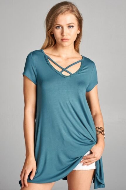 Solid Rayon Jersey Tunic Top