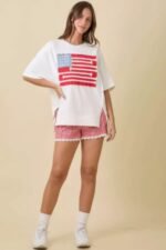 Boxy Wide Top With American Flag Patchwork - Image 3