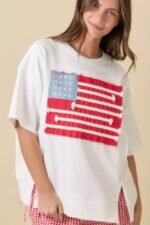 Boxy Wide Top With American Flag Patchwork - Image 4