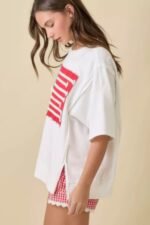 Boxy Wide Top With American Flag Patchwork - Image 6