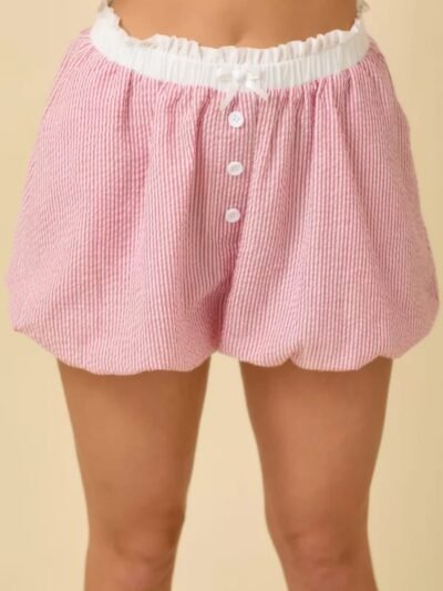 Seersucker Boxer Shorts with Stripe Bubble Hem Boxer style