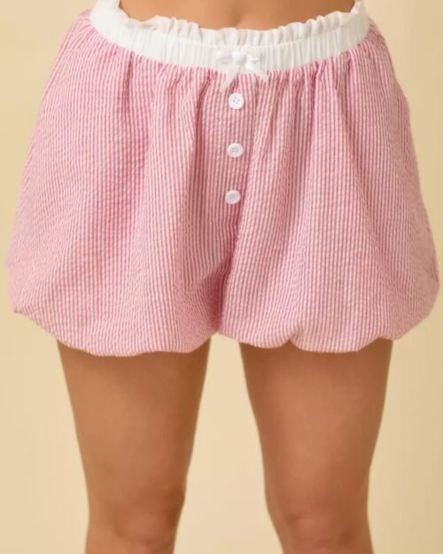 Seersucker Boxer Shorts with Stripe Bubble Hem Boxer style