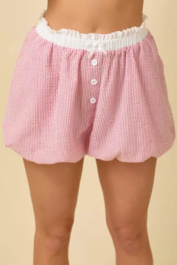 Seersucker Boxer Shorts with Stripe Bubble Hem Boxer style