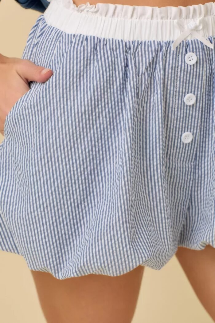 Seersucker stripe bubble hem boxer shorts - image 4