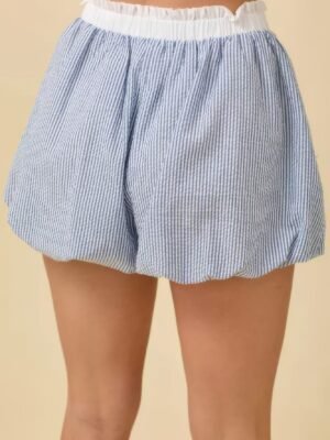 Seersucker Boxer Shorts with Stripe Bubble Hem Boxer style