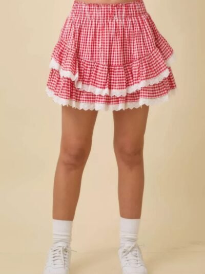 Gingham Ruffle Skort With Eyelet Ruffle Gingham Ruffle Skort With Eyelet Ruffle