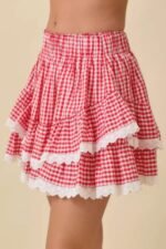Gingham Ruffle Skort With Eyelet Ruffle - Image 3
