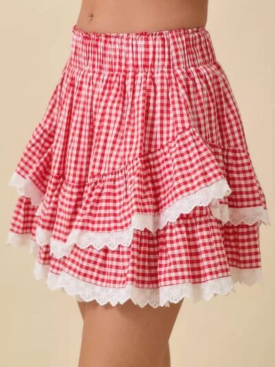 Gingham Ruffle Skort With Eyelet Ruffle Gingham Ruffle Skort With Eyelet Ruffle