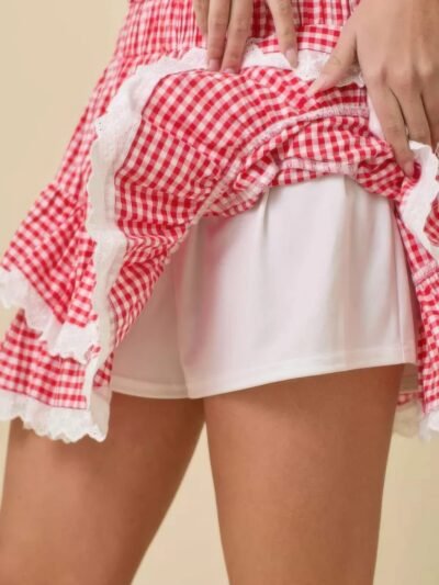 Gingham Ruffle Skort With Eyelet Ruffle Gingham Ruffle Skort With Eyelet Ruffle