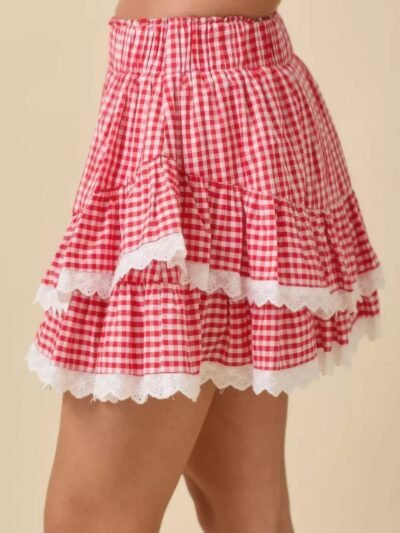 Gingham Ruffle Skort With Eyelet Ruffle Gingham Ruffle Skort With Eyelet Ruffle