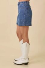 Mini Denim Skirt With All Over Ribbon Bow - Image 6