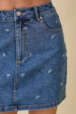 Mini Denim Skirt With All Over Ribbon Bow - Image 8