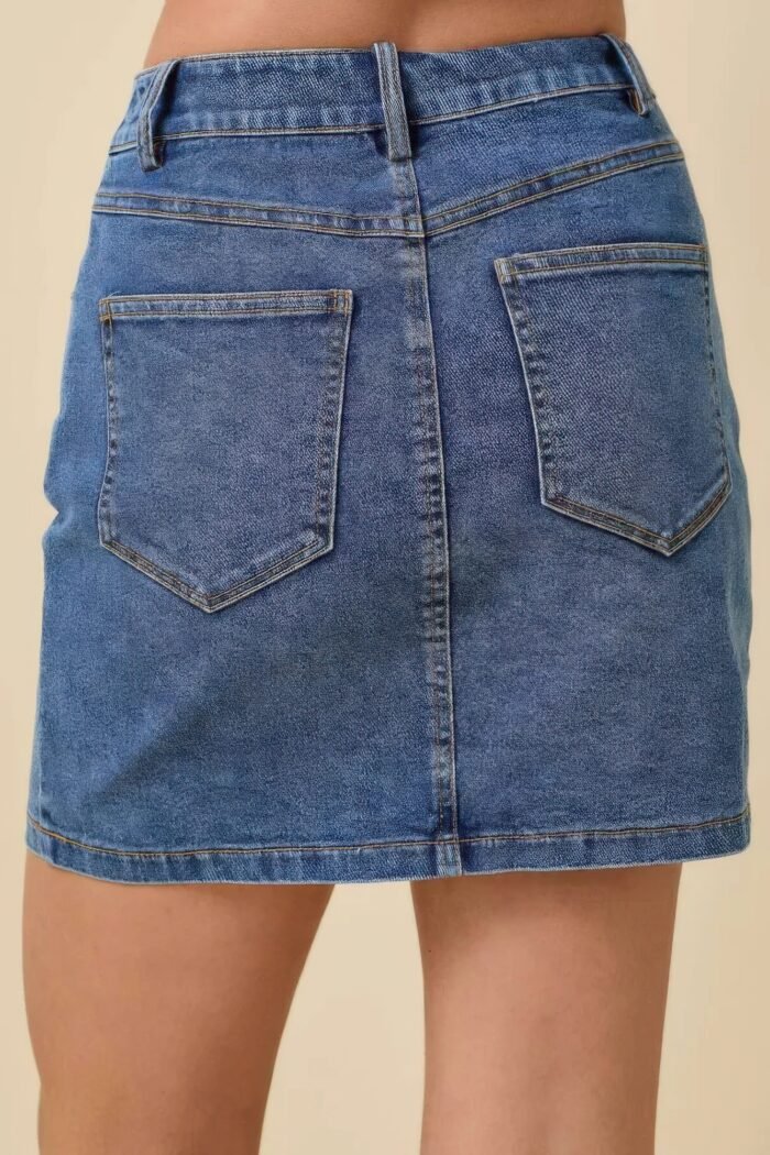 Mini denim skirt with all over ribbon bow - image 10