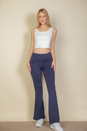 High Waist Side Pocket Flare Leggings High Waist Side Pocket Flare Leggings
