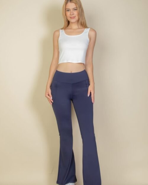 high waist side pocket flare leggings