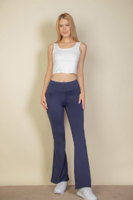 High Waist Side Pocket Flare Leggings - Image 7