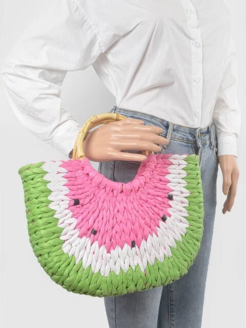 Faux Straw Crochet Watermelon Handbag