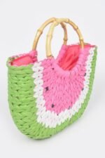 Faux Straw Crochet Watermelon Handbag - Image 2