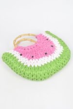 Faux Straw Crochet Watermelon Handbag - Image 4