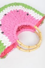 Faux Straw Crochet Watermelon Handbag - Image 6
