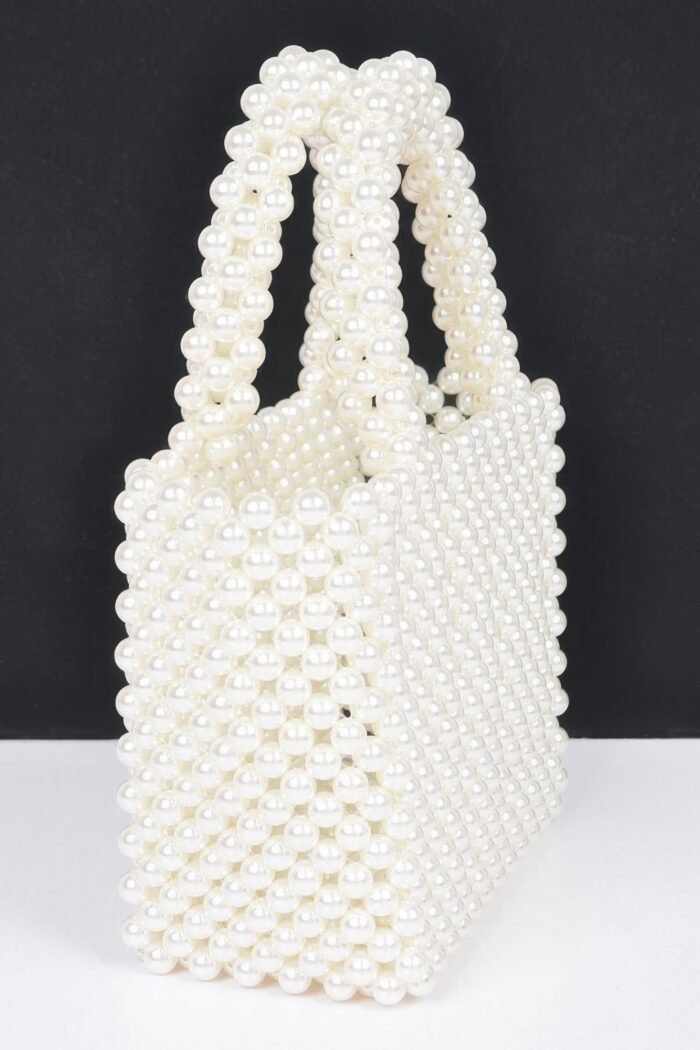 Hand made faux pearl bead small tote bag - image 2
