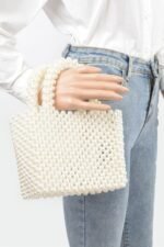 Hand Made Faux Pearl Bead Small Tote Bag - Image 3