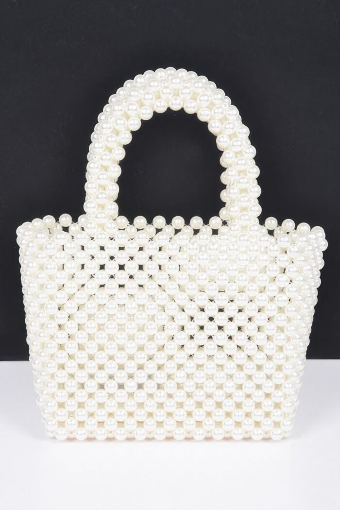 Hand made faux pearl bead small tote bag - image 4