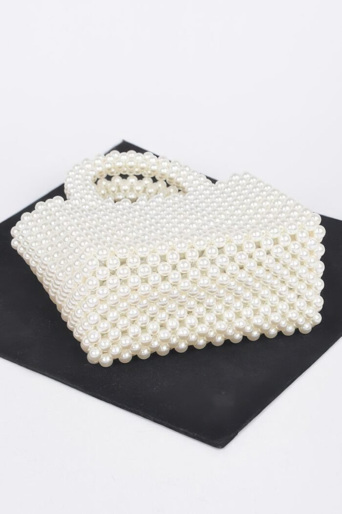 Hand made faux pearl bead small tote bag - image 5