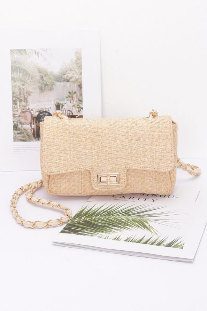Faux straw flap shoulder bag - image 1
