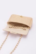 Faux Straw Flap Shoulder Bag - Image 3
