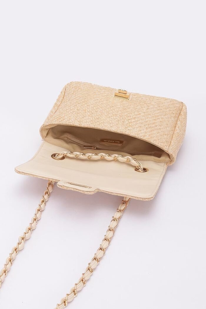Faux straw flap shoulder bag - image 3